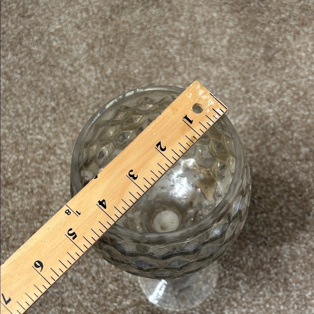 Smoked Glass Honeycomb Candle Holder on Pedestal Stem 12" tall goblet style - Picture 4 of 5